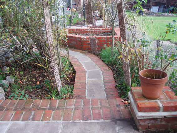 Photograph of foundation of patio step